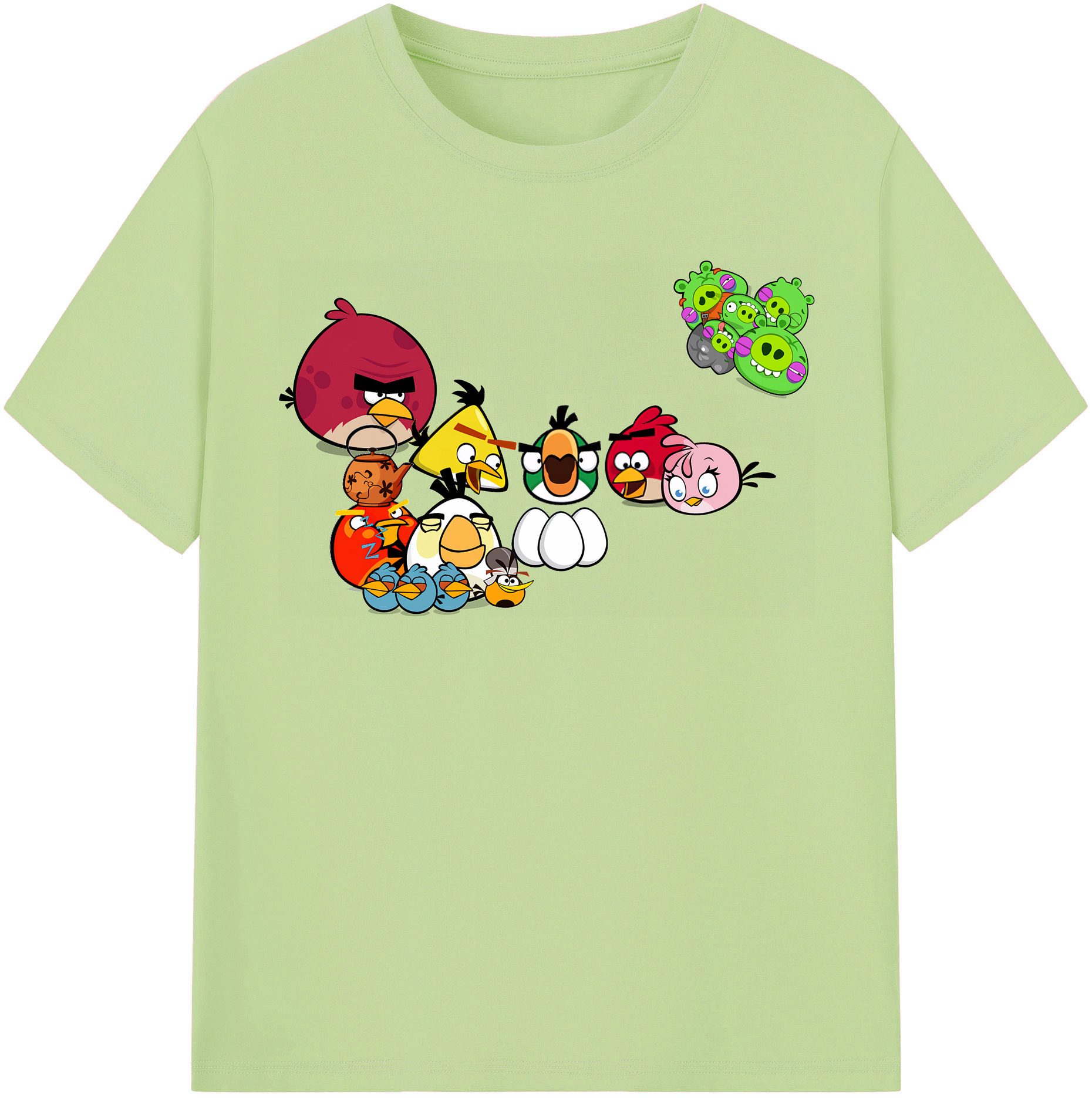 （画像用） Angry Birds アングリーバード 綿100％半袖Tシャツ（フロントプリント）